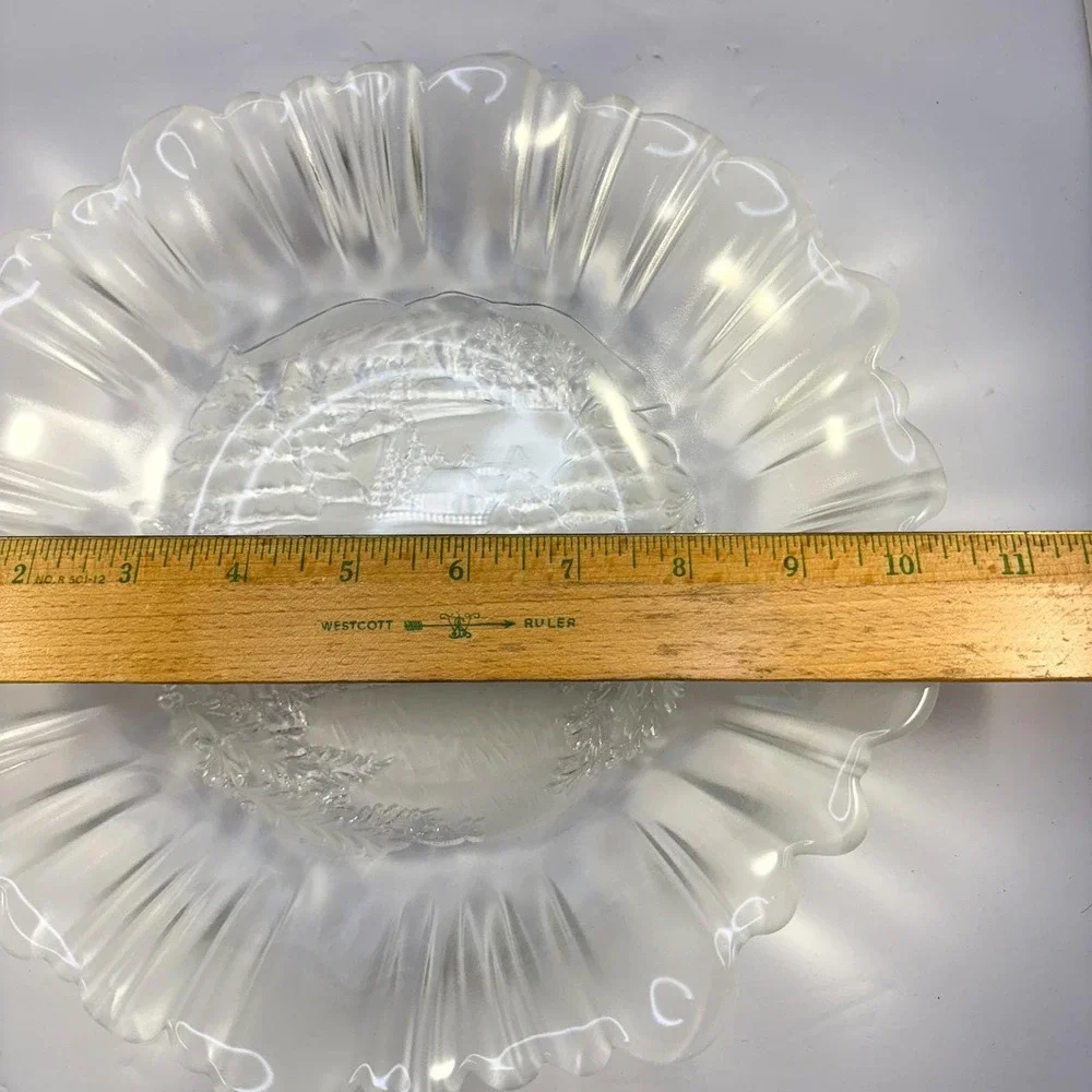 Vintage Mikasa Winter Dreams / Holiday Classics Crystal Bowl Scalloped 10.5 Inch